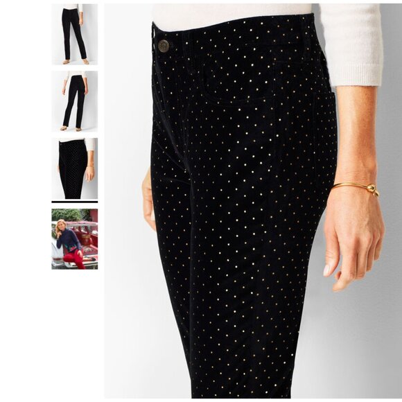 TALBOTS HIGH-RISE STRAIGHT-LEG VELVETEEN PANT - DOT - Picture 3 of 9